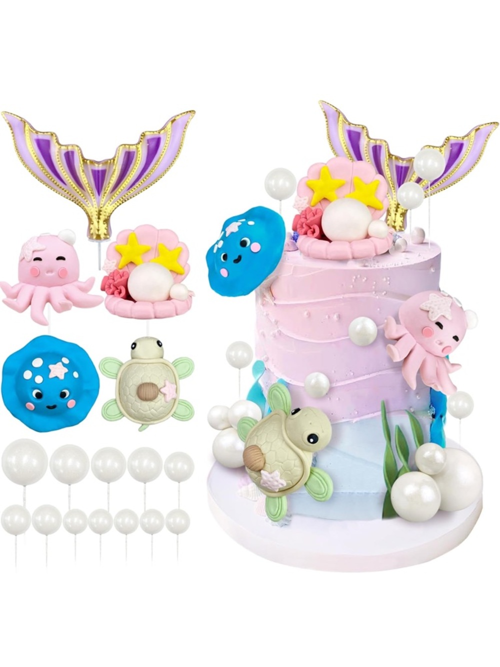 3/$10 Under the sea cake toppers